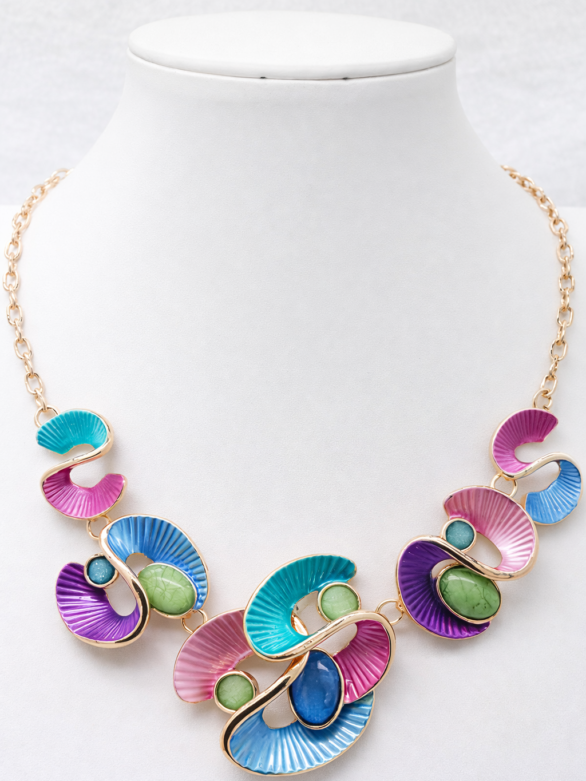 Naszyjnik metalowy premium Kolorowe fale