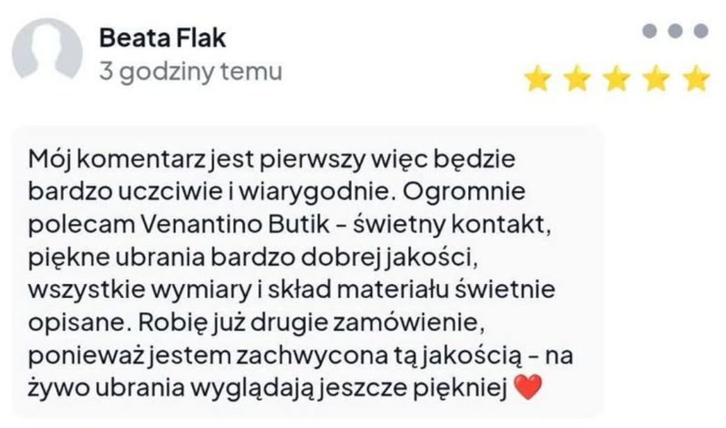 Opinia klientki Venantino