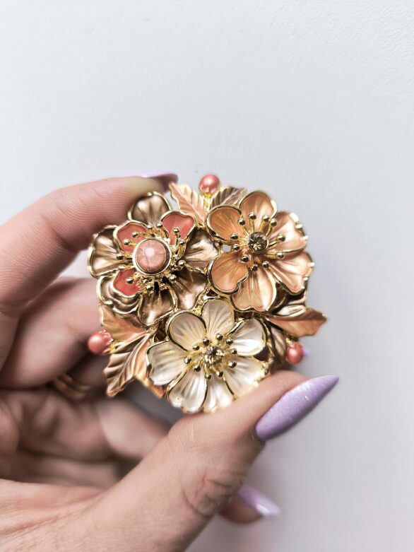 Duża broszka magnetyczna premium Złote kwiaty - na magnes