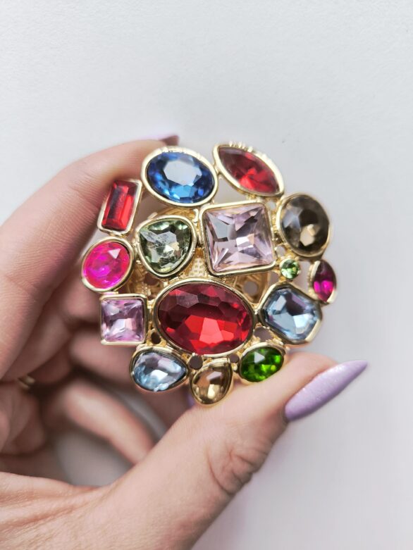 Duża broszka magnetyczna premium Kolorowe kryształki na magnes