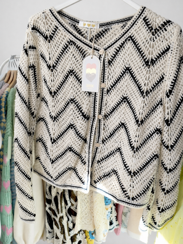 Paola - pleciony kardigan w zygzak