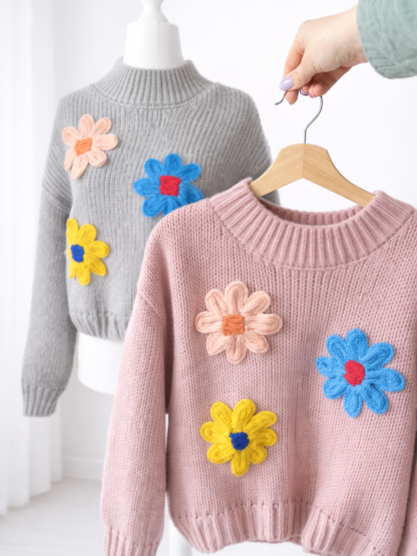 Sweter w duże kwiaty