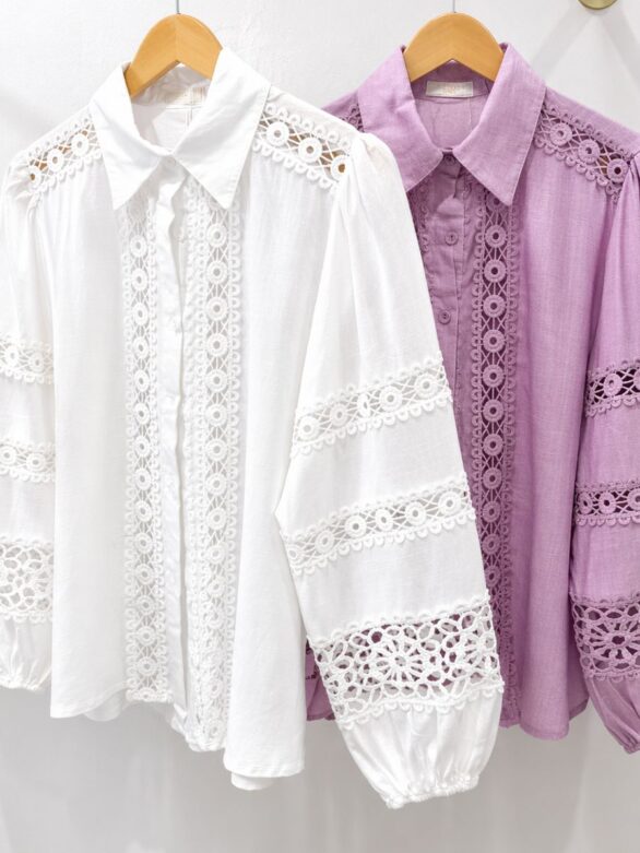 Biała koszula z koronką Elegance