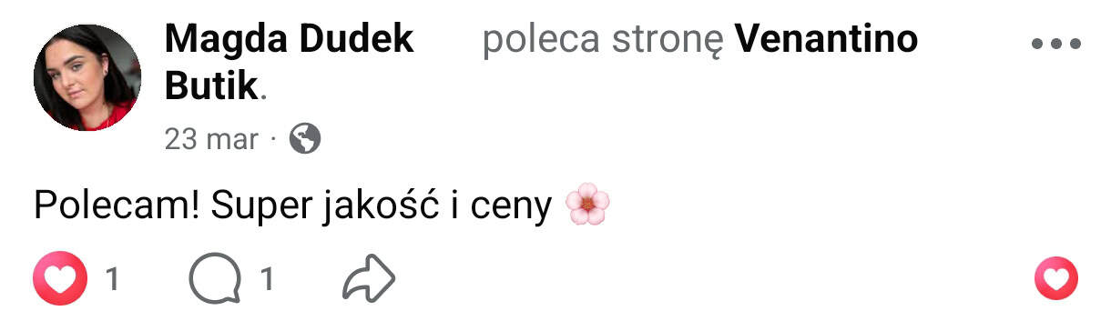Opinia klientki Venantino