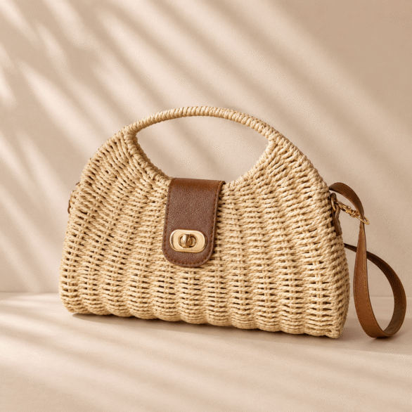 Pleciona Torebka BOHO z Zapięciem Twist-Lock